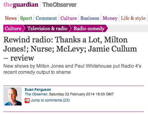 Jamie Cullum on BBC Radio 2 in The Guardian