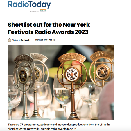 New York Festival Radio Awards Shortlist in Radio Today