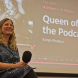 Karen P revisits Leeds Trinity for Journalism and Media Week