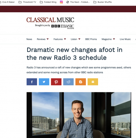 Dramatic new changes afoot in the new Radio 3 schedule
