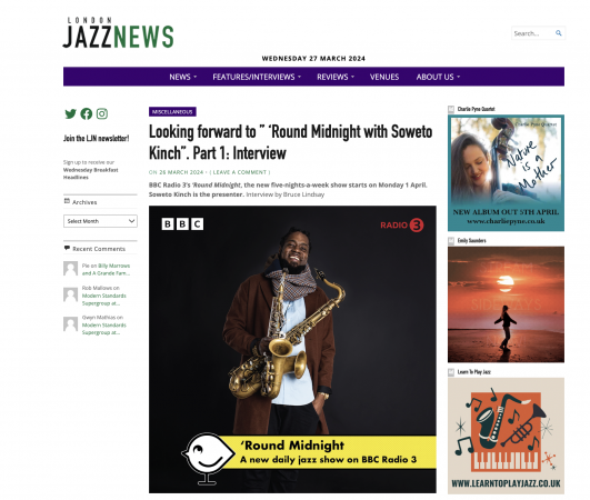 'Round Midnight: Soweto Kinch interview in London Jazz News