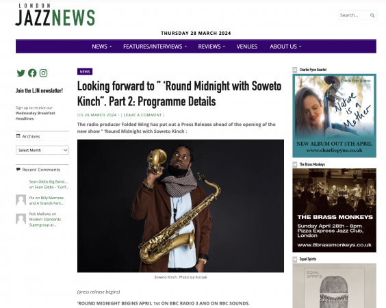 Looking forward to ” ‘Round Midnight with Soweto Kinch”. Part 2: Programme Details