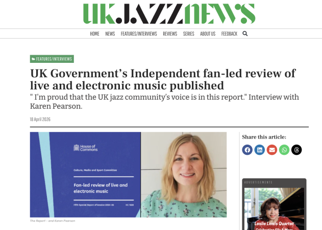 UK Jazz News interview with Karen P on Fan Led Review